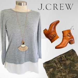 NWT J. Crew soft long sleeve solid gray tee
